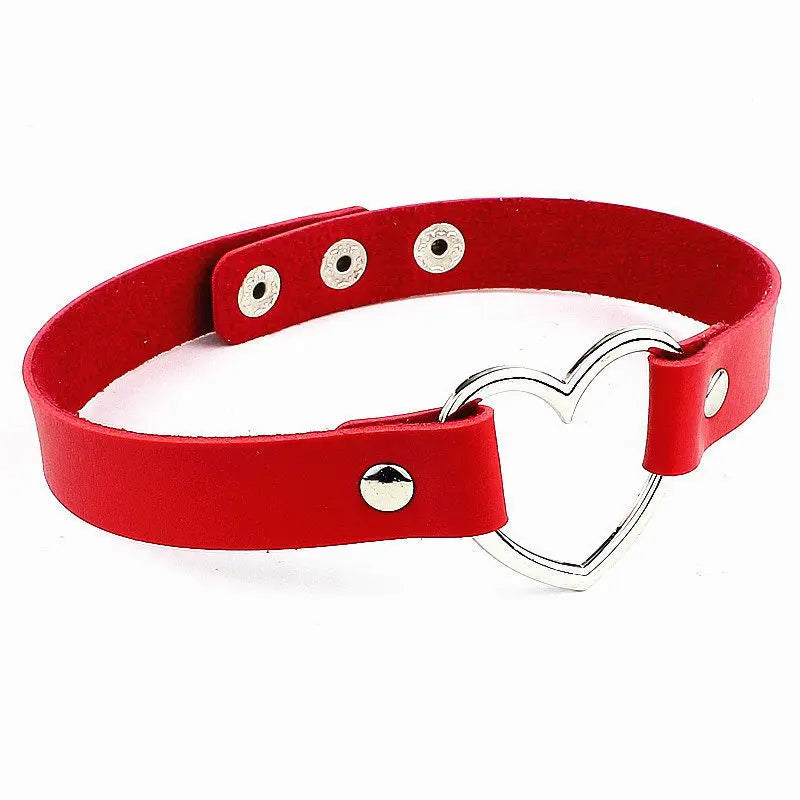 Harajuku Punk Rock Gothic Choker Necklace Women Sexy PU Leather Heart Lock Key Spike Collar Chocker Gothic Cosplay Accessories