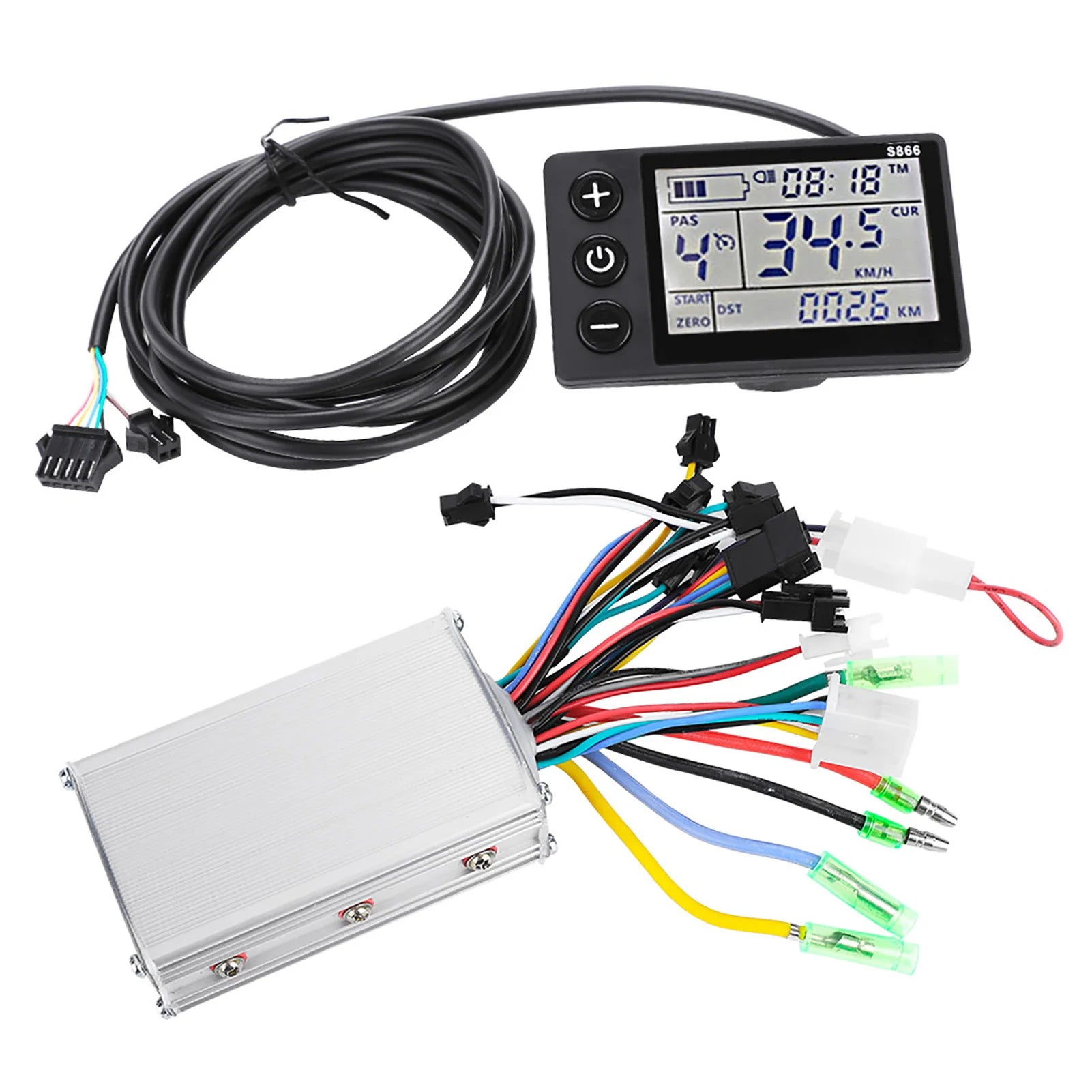 Electric Bike Controller 24V‑48V 13A Brushless Controller with LCD Display Panel E-scooter Meter Control for 22.5mm Handlebar
