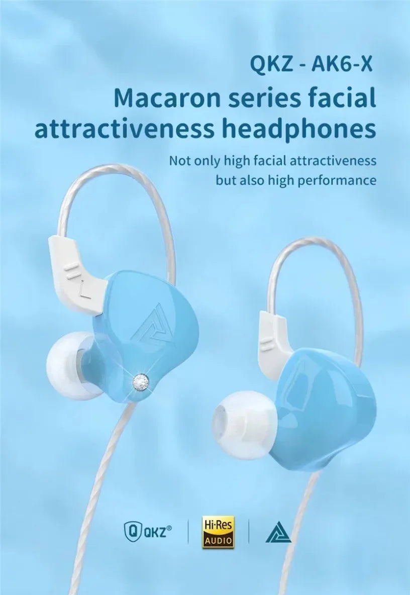 QKZ AK3 FiLe Wired Earphone with Microphone HiFi Music Monitor Bass Headphones Noise Cancelling Headset For Sport Gaming Earbuds