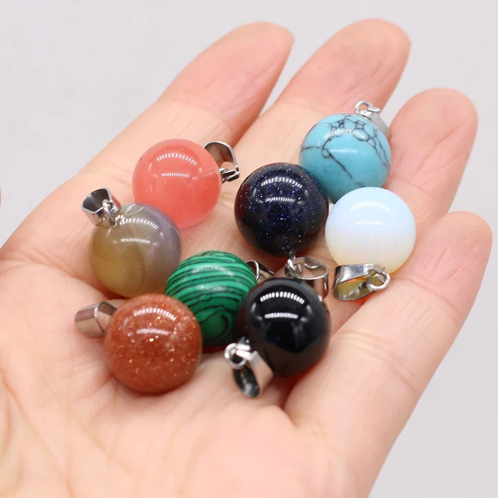 12pcs Natural Stone Pendant Mix Colors Women Natural Jewelry Charms fit DIY Necklace Making Wholesale Multiple Shapes