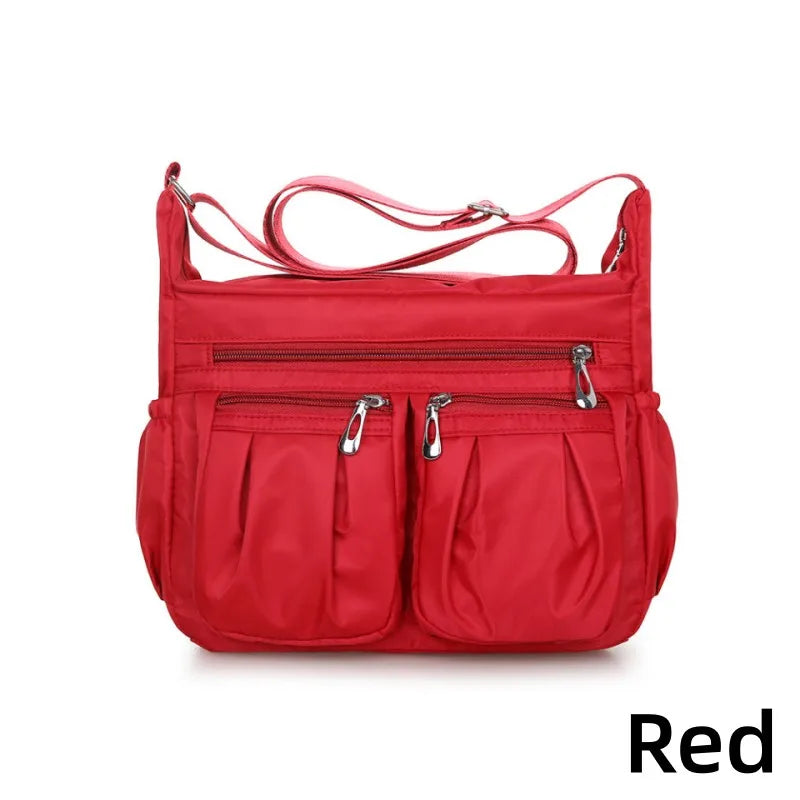 Large Capacity Waterproof Nylon Shoulder Bag Multi-Pocket Crossbody Bag Female Bag Shopping Travel Lady Handbag Leisure Purse