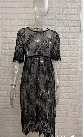 Dress Women Summer Style Perspective Bud Silk Swimsuit Smock Bud Silk See Through Mini Dresses Casual Vestidos ZXP1121