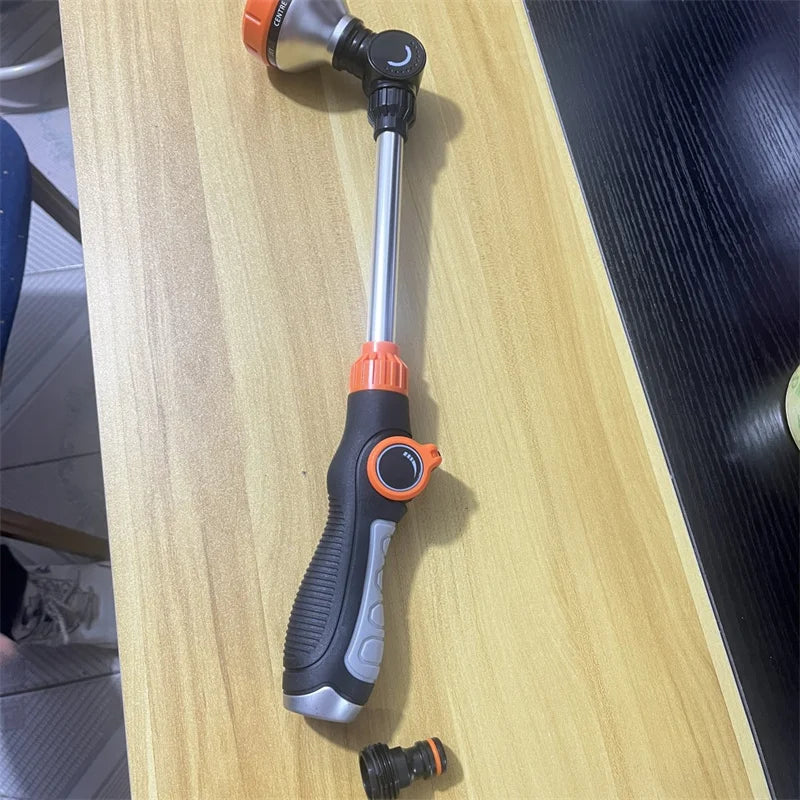 Straight handle long tube thumb push eight function rubber coated water gun garden irrigation artifact eight function water spra