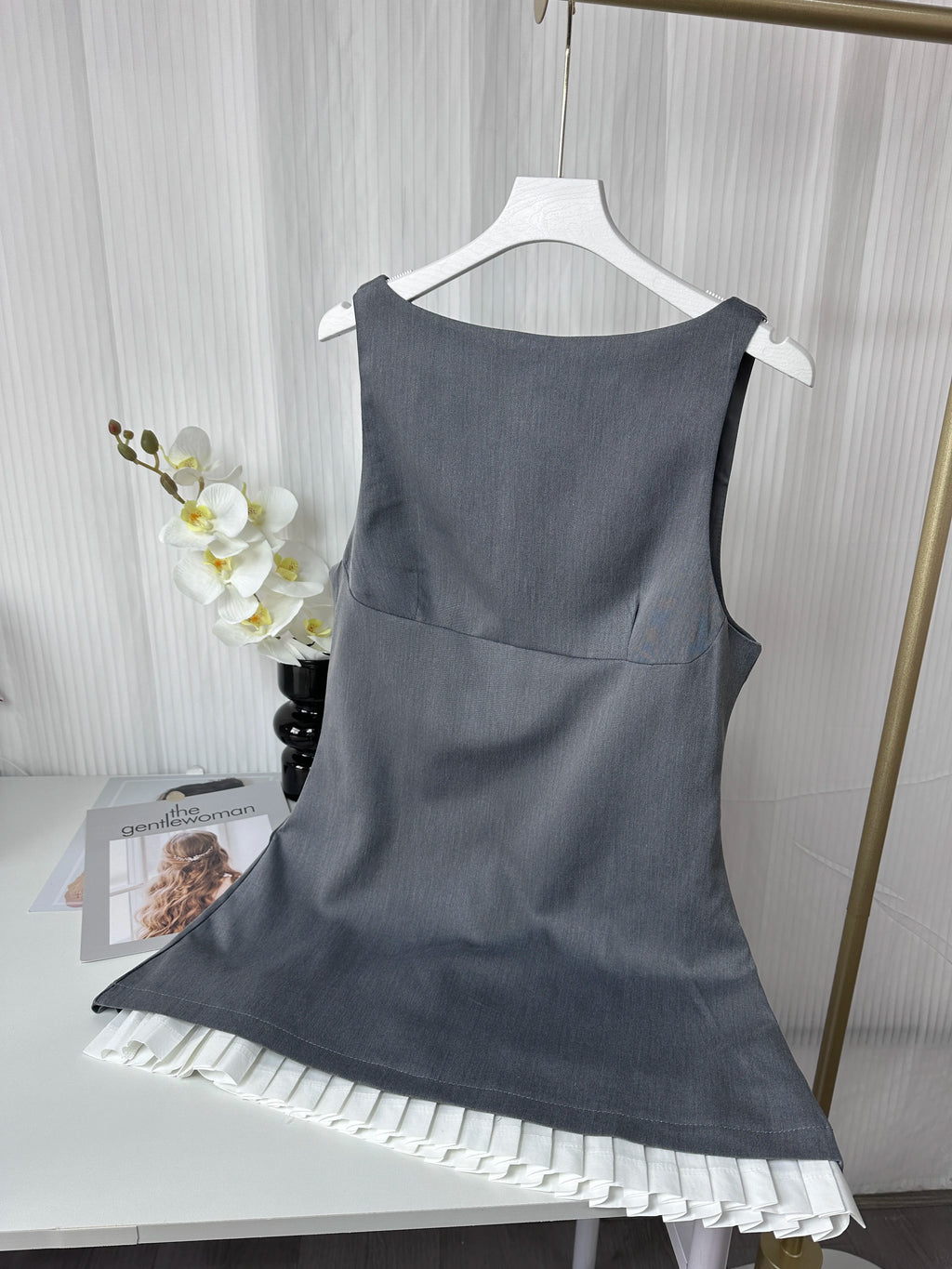 KONDALA Sleeveless O-Neck Mini Gray Dress for Women Sexy Patchwork Zipper Club Casual Fashion Spring Summer 2025 Vintage Dresses