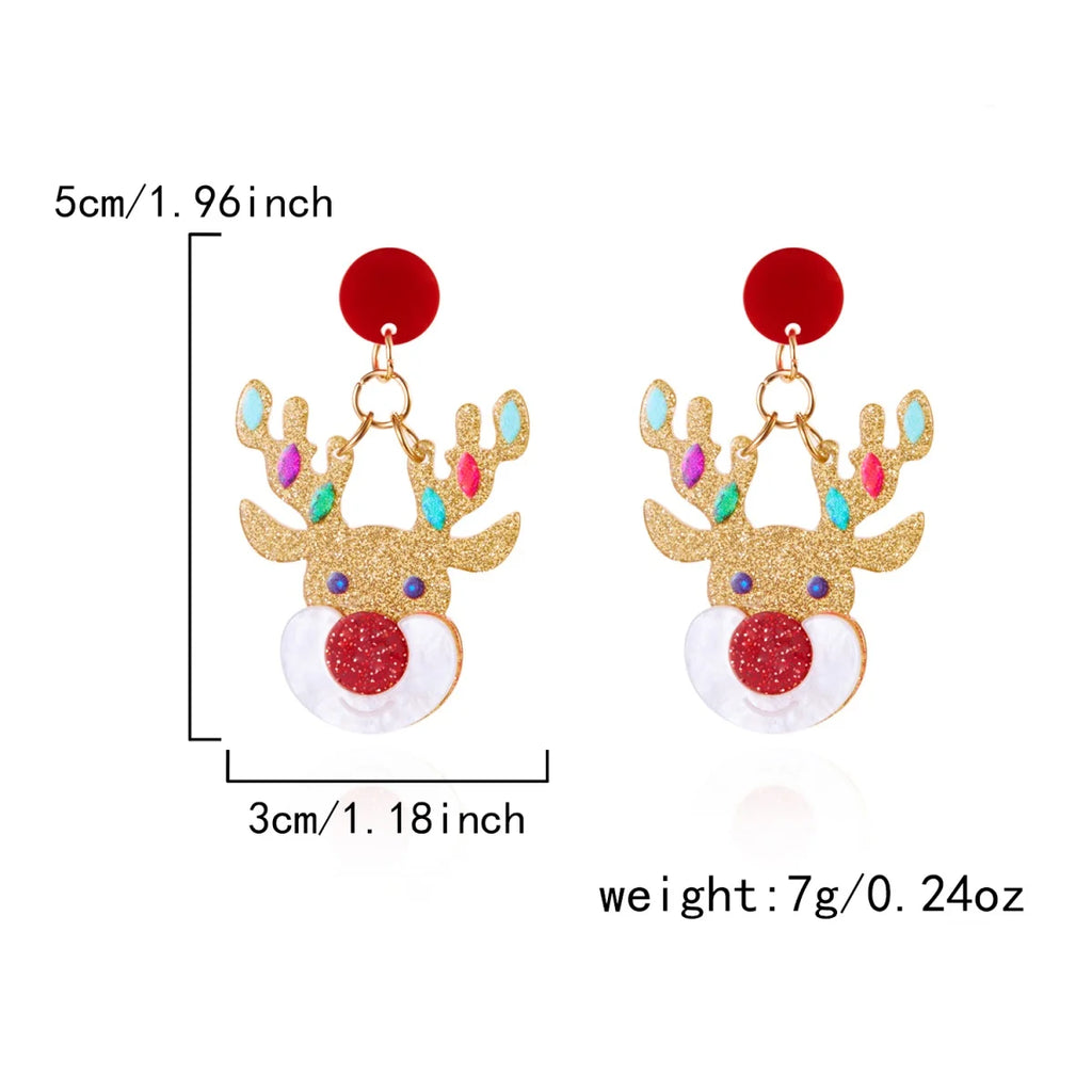 Christmas Acrylic Heart Santa Claus Deer Candy Crutch Xmas Tree Soldier Drop Earrings Cute Holiday Jewelry For Women Men Gifts