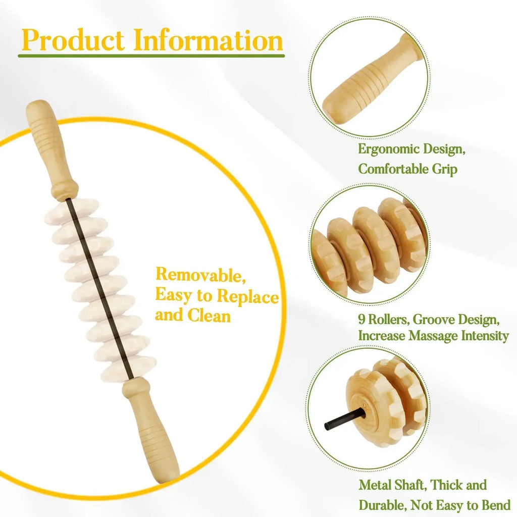 1pc/3pcs Wood Roller Massage Tools Lymphatic Drainage Maderoterapia Wooden Massager Gua Sha Tools for Body Contouring Shaping