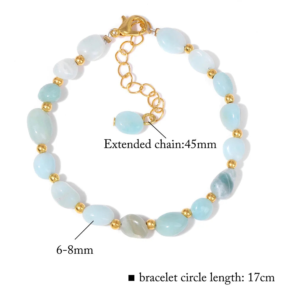 Trendy Sweet Random Shape Stone Bracelets Natural Stone Rose Quartzs Agates Bracelets Gold Color Chain Bracelets Bangles Gifts