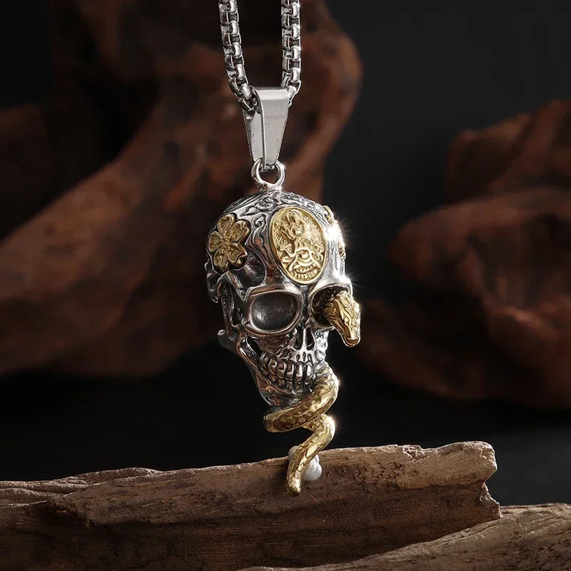 Retro Nordic Style Crow Skull Pendant Animal Bird Necklace for Men Personalized Jewelry Lucky Amulet Gift