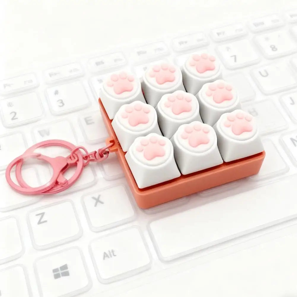 Cat Pawl Decompression 9 Keyboard Key Toy For Adults Antistress Toys Boys Girls Anti Stress Finger Keyboard Games Keychain