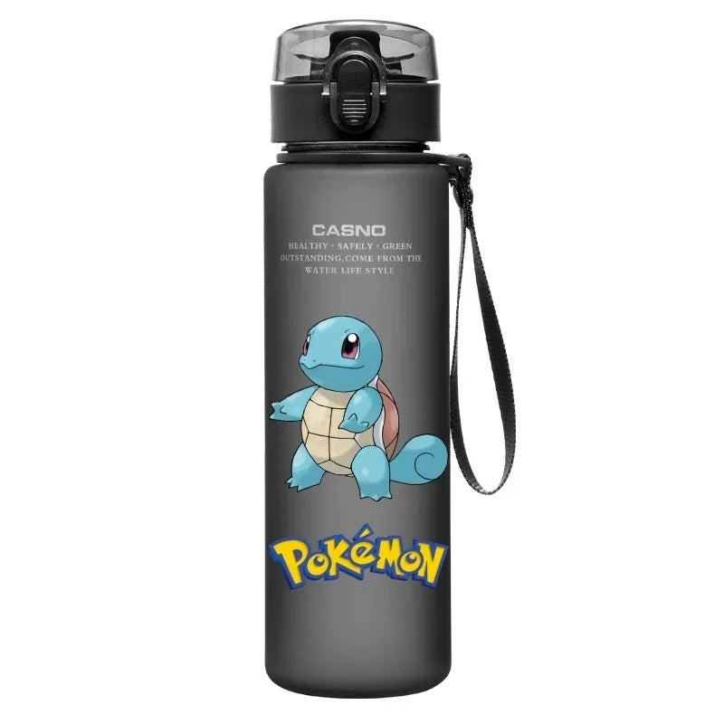 560ML Pokemon Water Cup Pikachu Mewtwo Gengar Portable Plastic Cartoon Outdoor Sports Large Capacity Travel Hiking Water Bottle