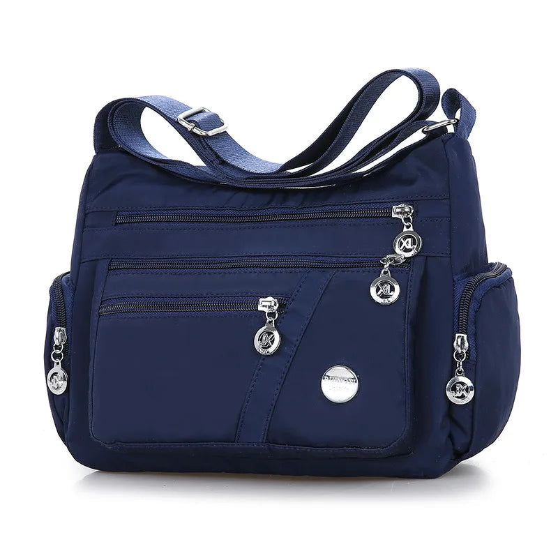 Large Capacity Waterproof Nylon Shoulder Bag Multi-Pocket Crossbody Bag Female Bag Shopping Travel Lady Handbag Leisure Purse