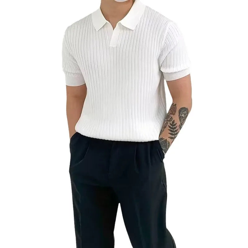 Summer Sports And Leisure Slim Fit T-Shirt Fashionable Men's Golf Polo Shirt Open Neck Breathable Quick Drying Short Sleeved Top