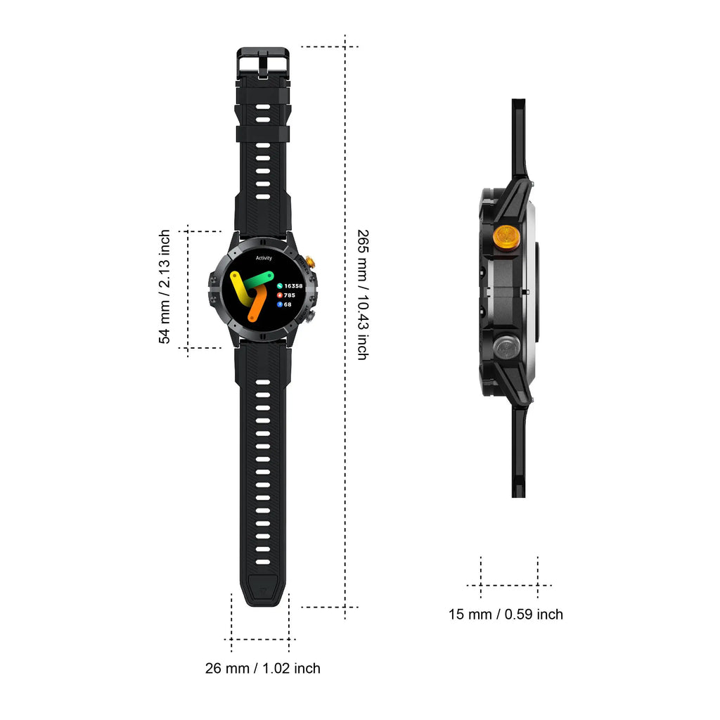 Rugged Fitness Smartwatch - 100+ Professional Sport Modes, Life Waterproof, Smart Message Notifications, Precision Sleep Tracker