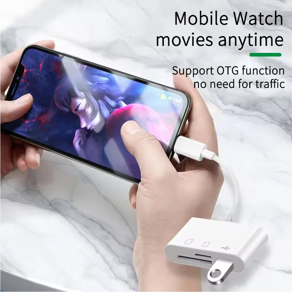 Type C OTG Adapter TF/SD Card Reader For Xiaomi Oneplus iPhone OPPO POCO Cell phone Accessories 3 in 1 USB C to A Connector