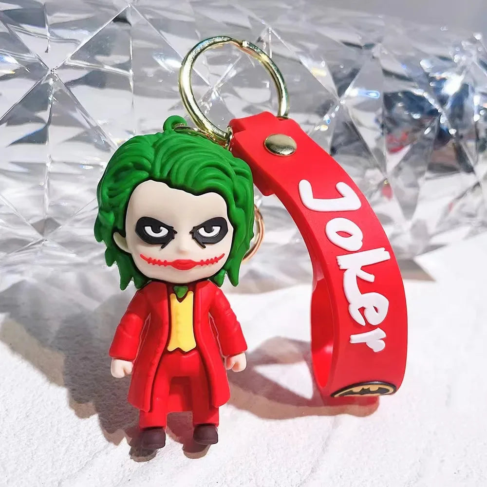Cute Cartoon Keychain PVC Soft Rubber Animel Batman Joker Doll Pendant Ornaments Gift