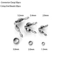50pcs Stainless Steel Connector Clasp Fitting Ball Chain End Crimps Beads For Bracelet Necklace Chains Jewelry Making Supplie