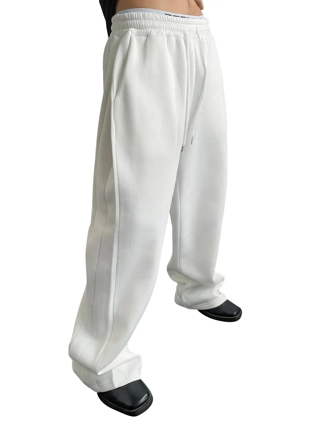Herren-Sweatpants mit weitem Bein, Kordelzug an der Taille, geradem Bein, lockere Hose, Freizeithose, Bergsteigerhose, Jogger-Sweatpants