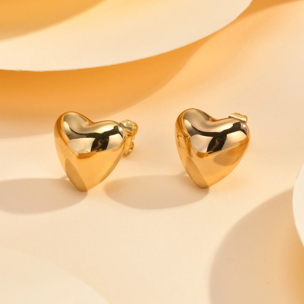 Minimalist Fashion Stainless Steel Heart Shape Stud Earrings For Women Gold Color Heart-Shaped Earring Fashion Jewelry Giftss