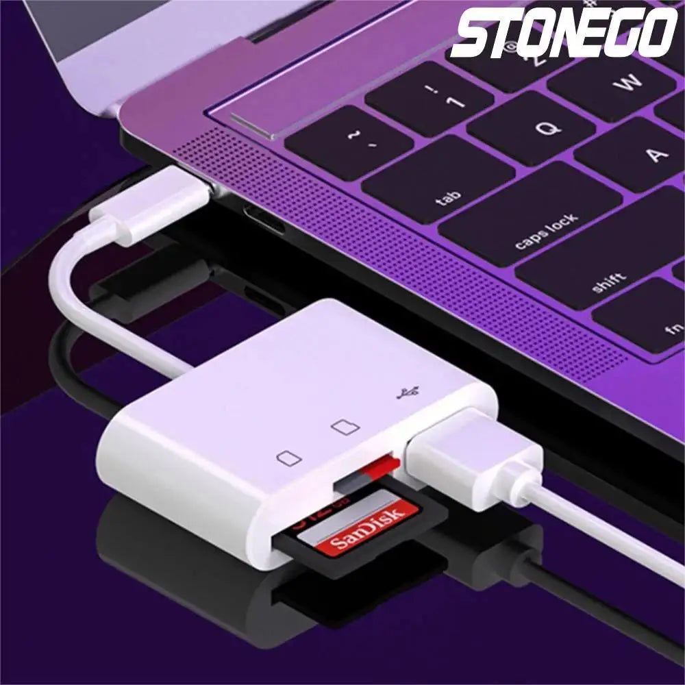 3-in-1 Lightning TypeC To SD & TF Card USB Camera AdapterFor iPhone iPad Card Reader USB Dongle for USB Flash Plug Play