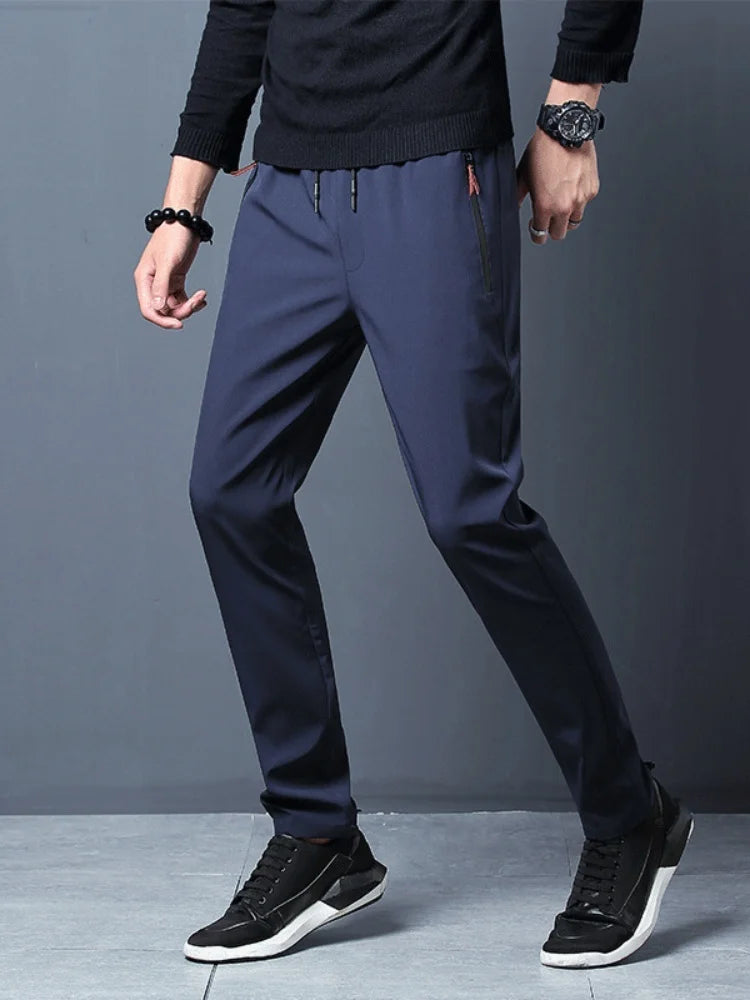 Men's Casual Pants Stretch Slim Fit Elastic Waist Jogger Korean Classic Blue Black Gray Male Brand Trousers Plus Size