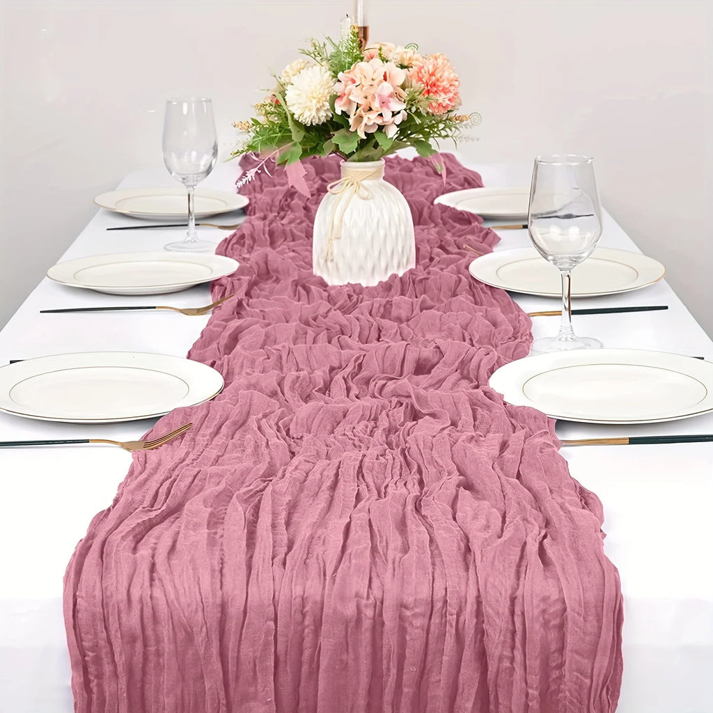 1pc Boho Style Cheesecloth Table Runner - Long Gauze Sheer RomanticTable Runner For Weddings, And Scene Decor Home Decor