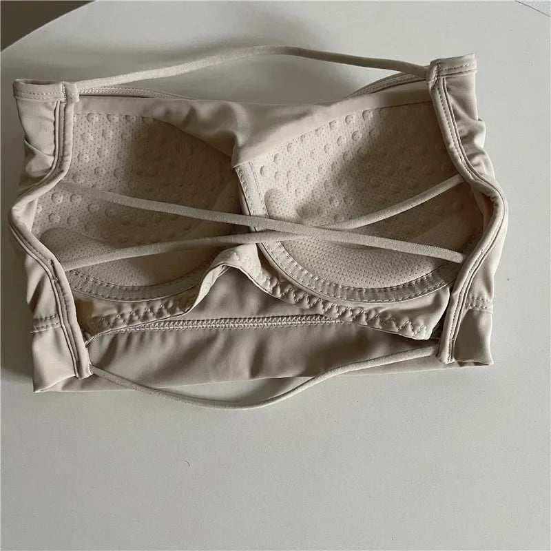 Seamless Tube Top Ice Silk Sexy Wrap Chest for Women Push Up  Bras Strapless Underwear Solid Color  Bralette Lingerie Tops