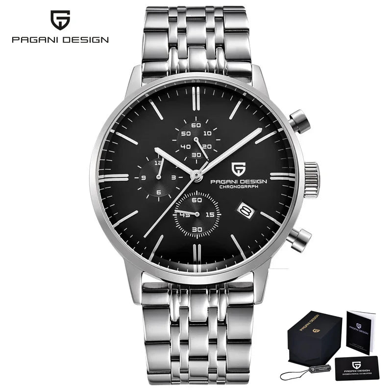 2025 New PAGANI DESIGN Business Men's Quartz Watch 46mm Brand Stainless Steel Waterproof Automatic Chronometer Relogo Masculino