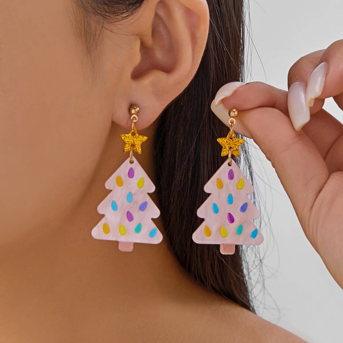 Christmas Acrylic Heart Santa Claus Deer Candy Crutch Xmas Tree Soldier Drop Earrings Cute Holiday Jewelry For Women Men Gifts