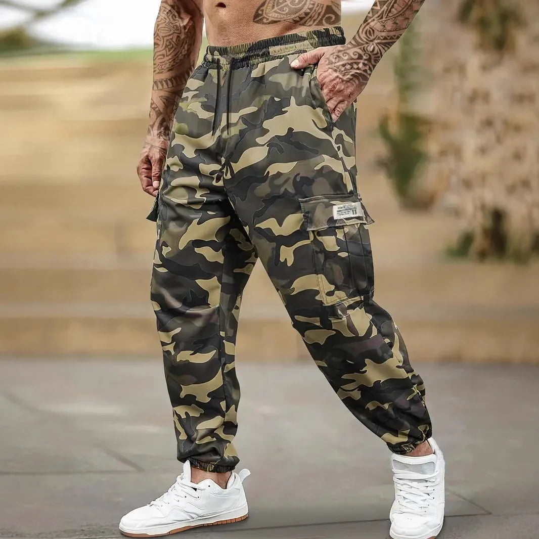 Men's Cargo Pants Multi-Pockets Camouflage Trousers Autumn Lightweight Casual Sweatpants Outdoor Work Hiking Legged Pants Male