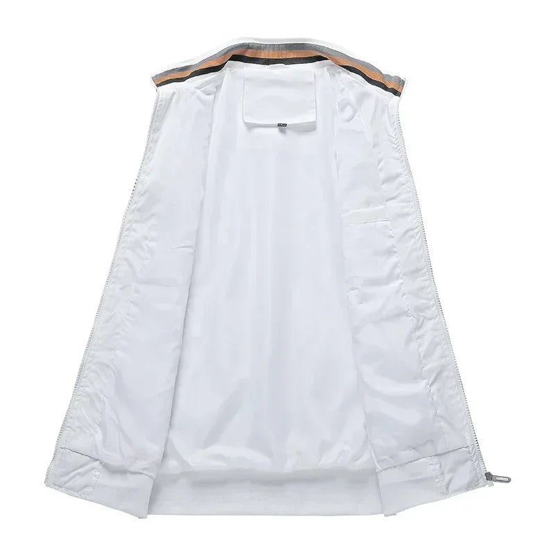 Embroidered Autumn and Winter Men's Stand Collar Casual Zipper Jacket Outdoor Sports Coat Windbreaker Jacket for Men Waterproof
