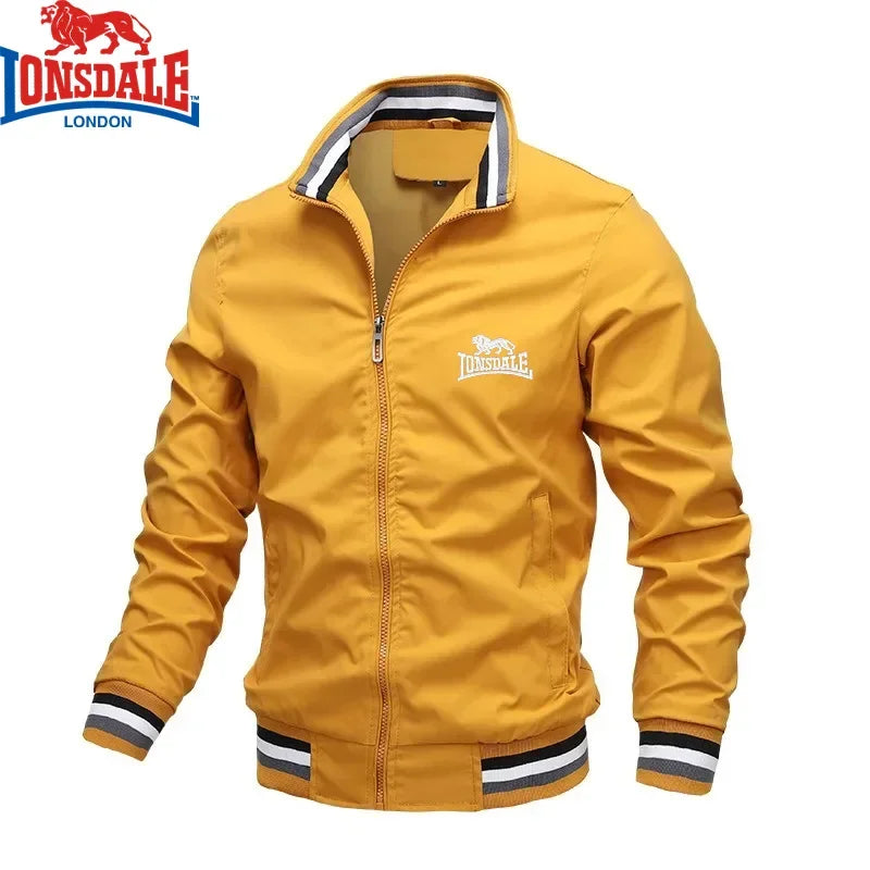 Embroidered Autumn and Winter Men's Stand Collar Casual Zipper Jacket Outdoor Sports Coat Windbreaker Jacket for Men Waterproof