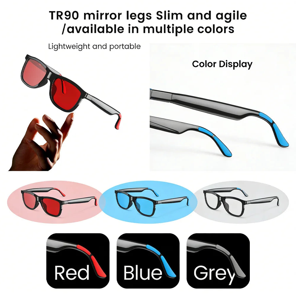 New Smart Audio Glasses Touch Control Color Changing Lens Dual Microphone Noise Reduction Super Clear Sound Bluetooth Sunglasses