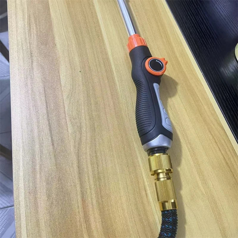 Straight handle long tube thumb push eight function rubber coated water gun garden irrigation artifact eight function water spra