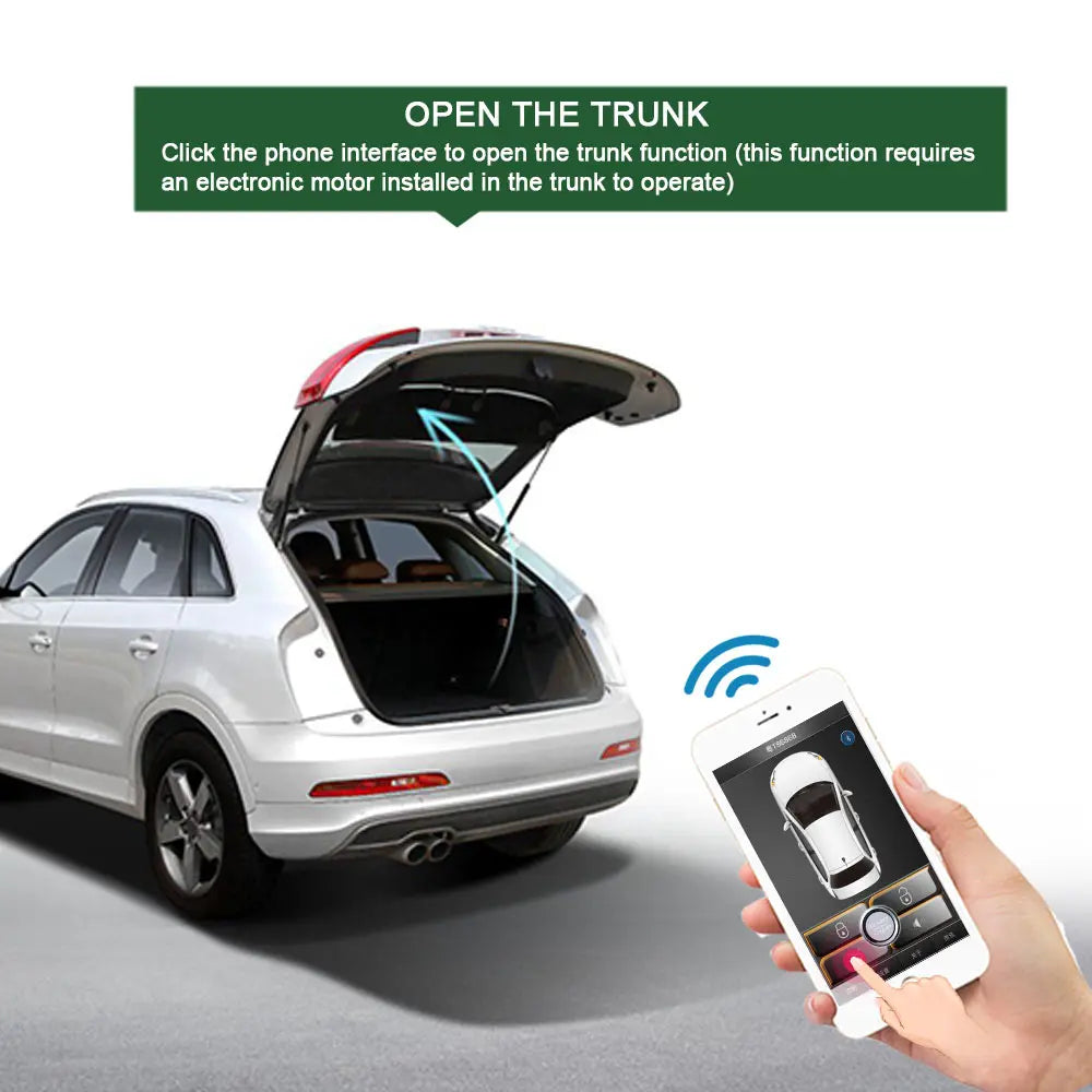 Smartphone Car Alarm System, Compatível com iOS e Android Phone, Remoto Smart Key Car Start and Stop System, PKE Car