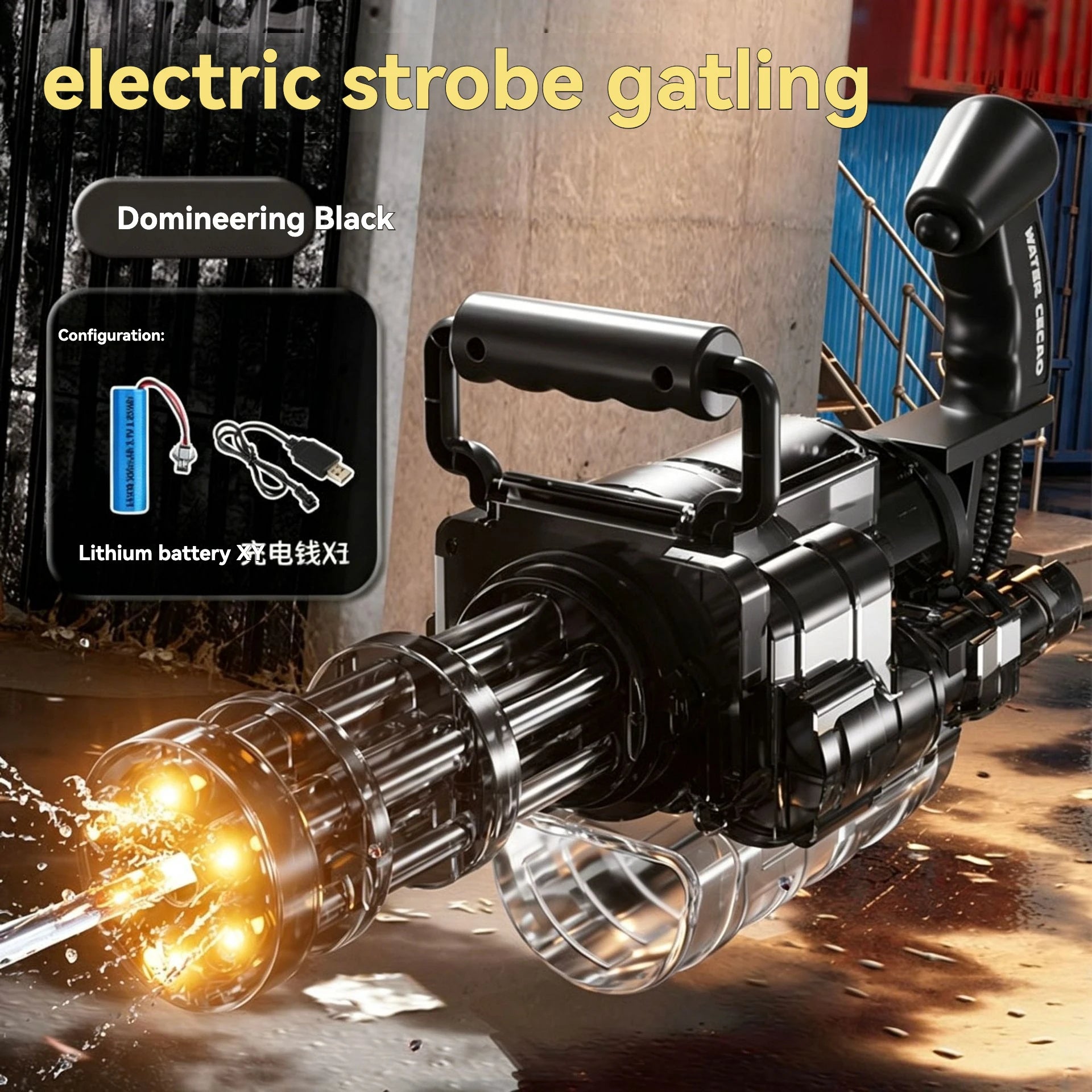 2026 New Flash Gatling Electric Repeating Water Gun Children's Toy Boy Rotating Strong Summer Water Spray Gun