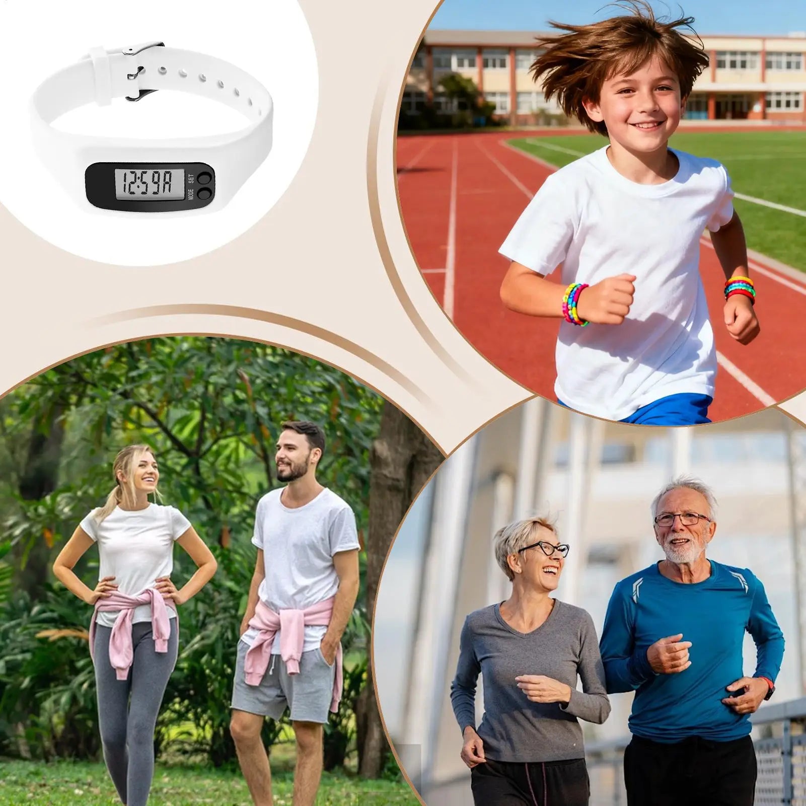 Pedometer Wristband Watch With LCD Display Lightweight Fitness Calorie Count For Daily Travel Commute Walking Running