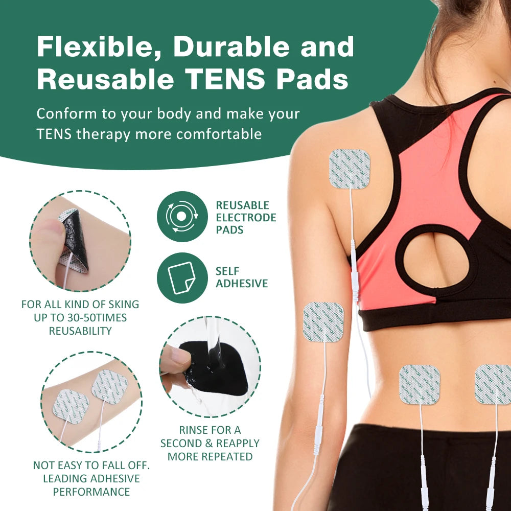 Hailicare 10pcs Replacement Electrode Pads for Tens EMS Massager Self Adhesive Gel Electrode Patches Reusable 4x4cm/5x5cm