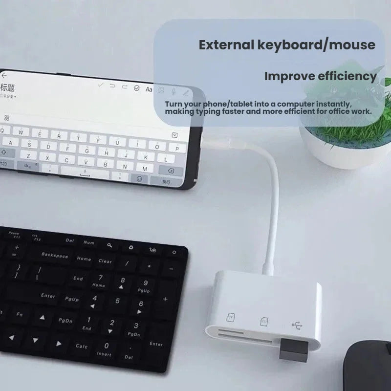 6 in 1 USB C Card Reader OTG Adapter - for SD TF Card, USB Flash Drive, Compatible with Android Phone, Windows PC, MacBook, iPad