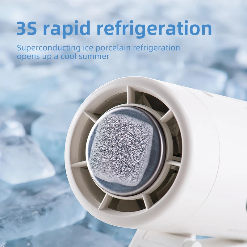2026 New Semiconductor ICE Cooling Turbo Fan 3-in-1 Portable USB Handheld Neck Waist Fan LED Display 3000mAh Brushless Mini Fan