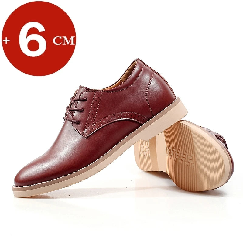 Elevator Shoes Men Genuine Leather Shoes Wedding Business Shoes 6CM Height Increasing Lift Shoes Invisible Heighten Footwear