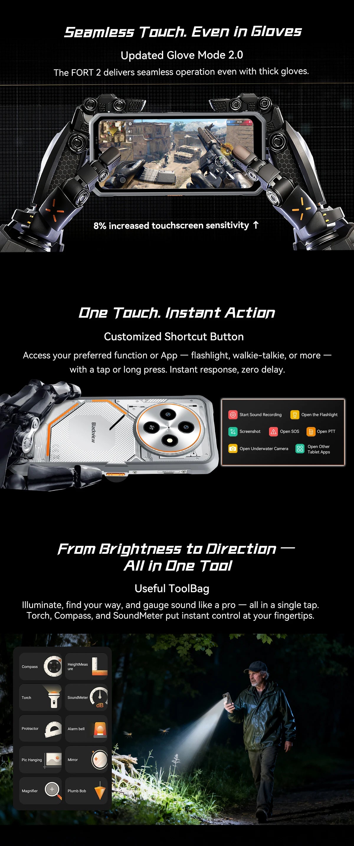 OSCAl Blackview FORT 2 Smartphone, 6.56" HD+ IPS Display,MediaTek Helio G81 Processor,5000mAh Battery,Rugged Mobile Phone