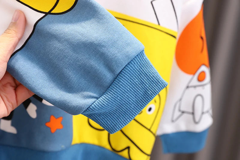 New Spring Autumn Baby Boys Girl Cartoon Cotton Printe Hoodies Children Kids Casual T-Shirt Sportswear Infant Clothing 0-5 Years