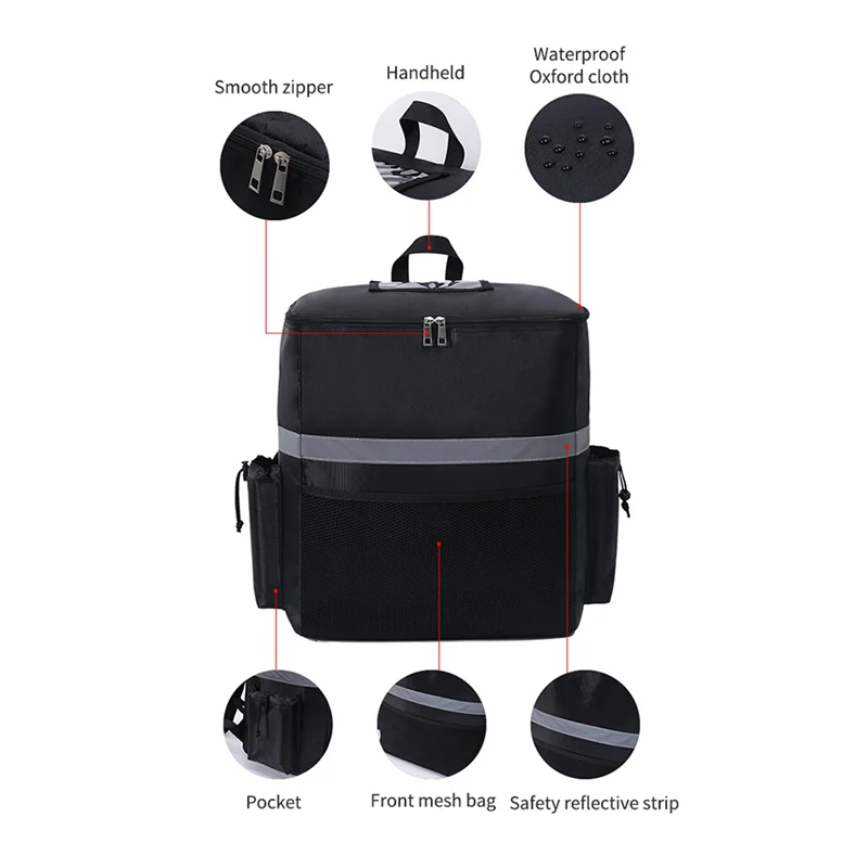 【RECOMMEND】Delivery Large Capacity 35L Insulated Back Pack-For Riders, Thermal For Food& Drink Storage Bag, Grocery& Takeout Sty