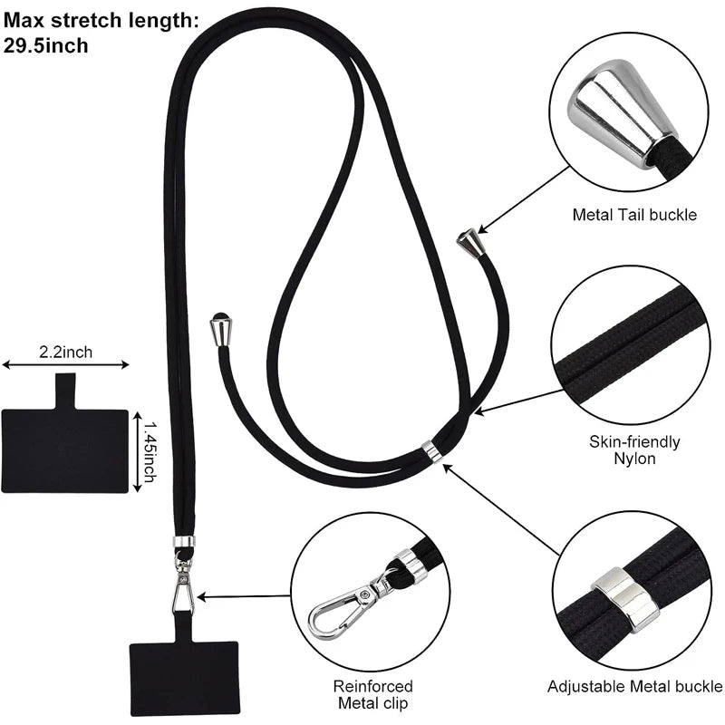 Multi Colored Phone Lanyard Adjustable Hanging Neck Rope Metal Buckle Card Phone Case Universal Without Hindering Phone Charging