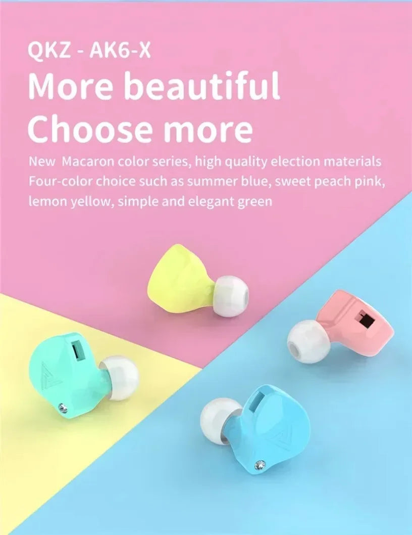 QKZ AK3 FiLe Wired Earphone with Microphone HiFi Music Monitor Bass Headphones Noise Cancelling Headset For Sport Gaming Earbuds