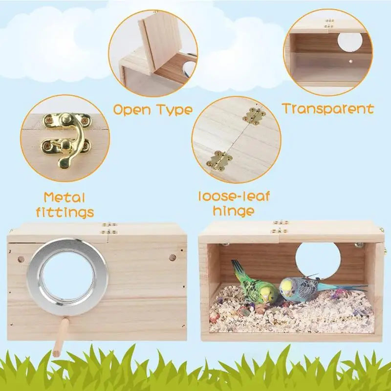 Bird Nesting Box Parrot Nesting House Parrot Breeding Mating Box Wooden Bird Nesting House For Parrot Parakeet Budgies Lovebirds