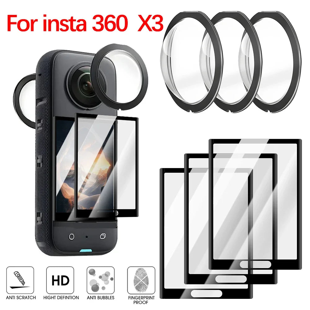 For Insta 360 X3 Self Adhesive Camera Lens Guard Front Back Camera Protectors for Insta 360 X3 HD Anti-scratch Screen Protectors