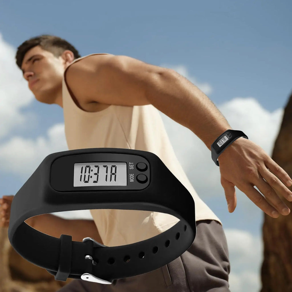 Pedometer Wristband Watch With LCD Display Lightweight Fitness Calorie Count For Daily Travel Commute Walking Running