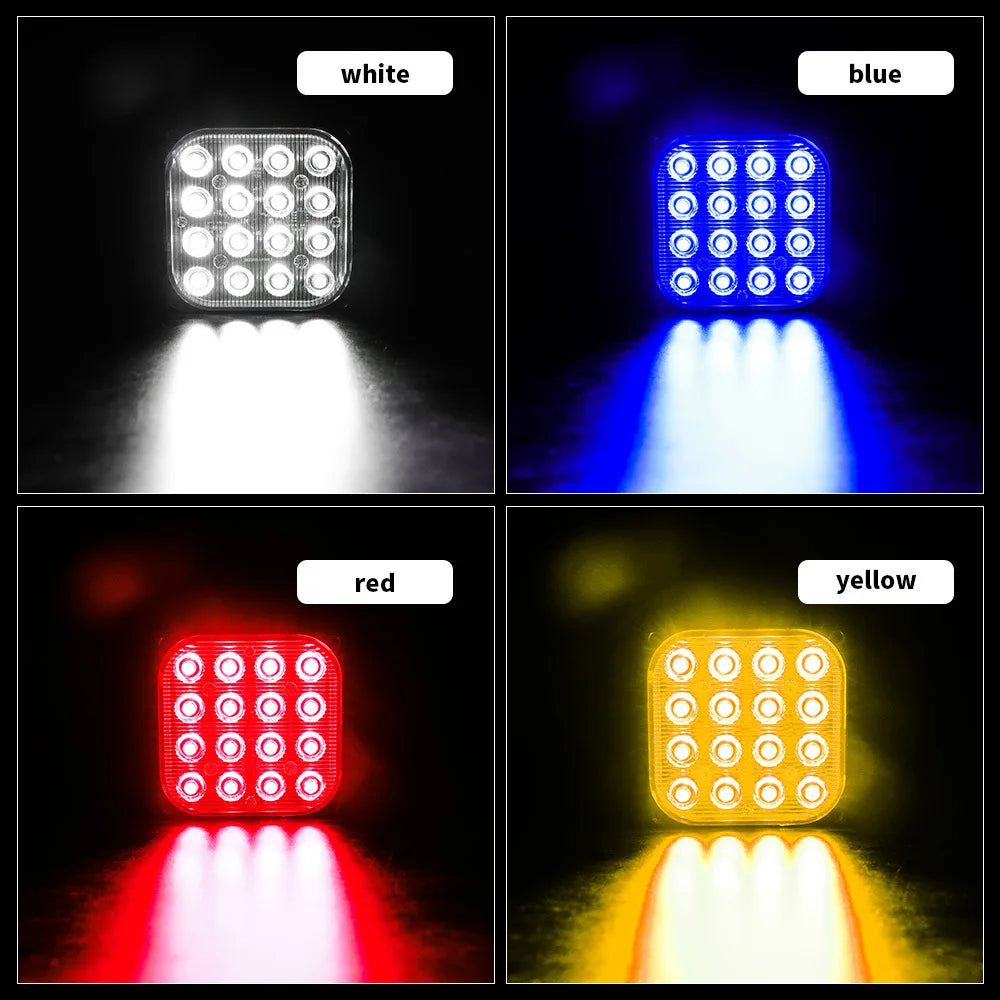 1x Truck 12V 24V 16smd LED Strobe Warning Light Strobe Grille Flashing Lightbar Car Beacon Lamp Amber Yellow White Traffic Light