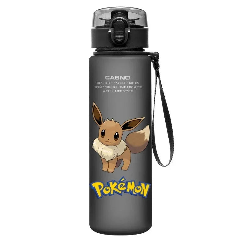 560ML Pokemon Water Cup Pikachu Mewtwo Gengar Portable Plastic Cartoon Outdoor Sports Large Capacity Travel Hiking Water Bottle